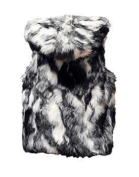 Idopy Men`s Luxury Faux Fur Hoodie Coats Sleeveless Jacket